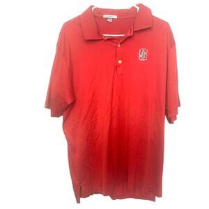 Peter Millar Polo Golf Shirt XL Red Mens 100% Cotton Stanford Logo